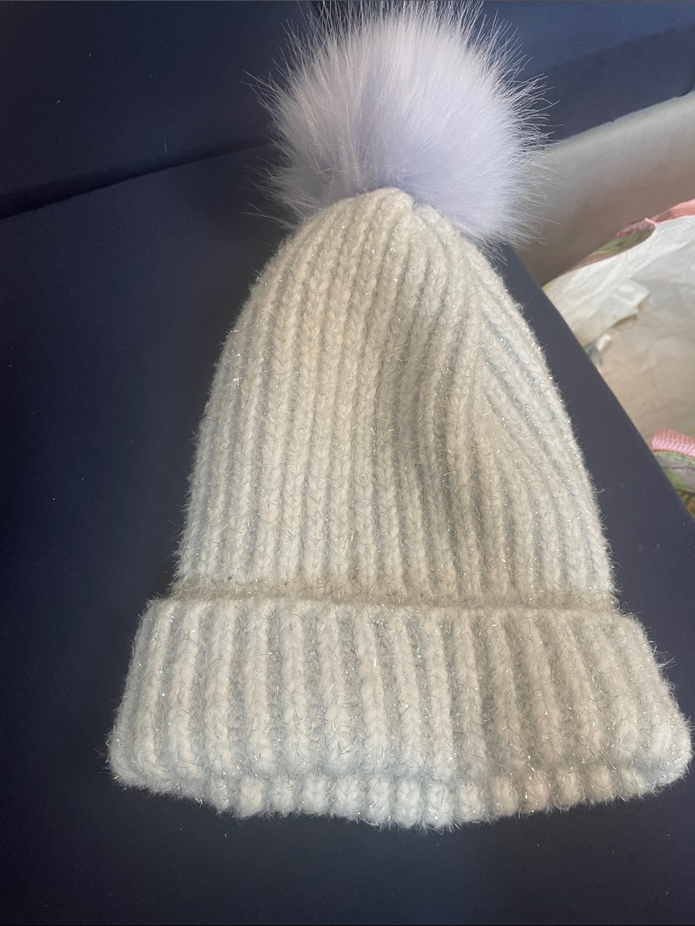 Old Navy Silver-Cream Sparkle Knit Beanie